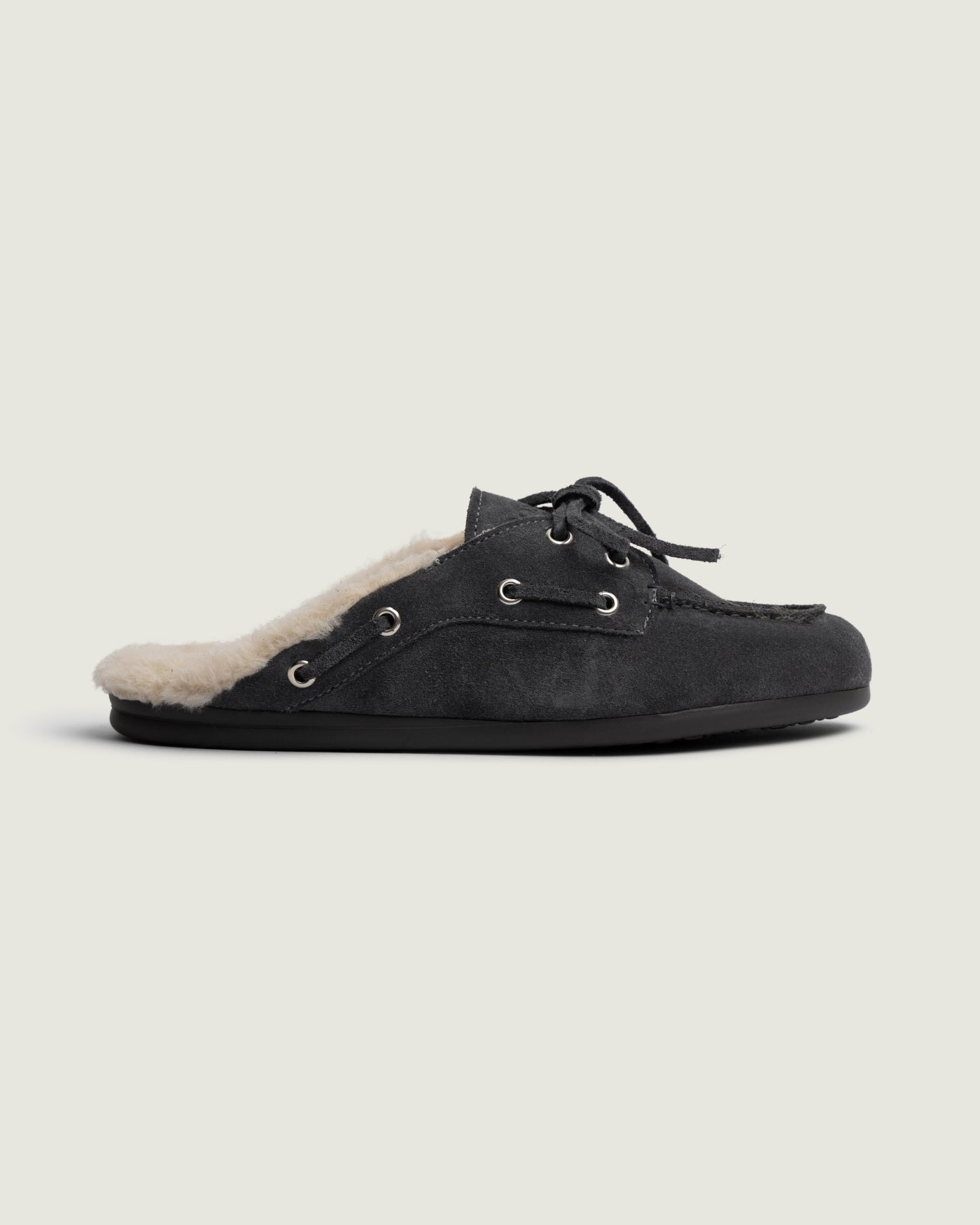 Boat Loafer Mule Fur Brushed - Suede | Cloudy blue