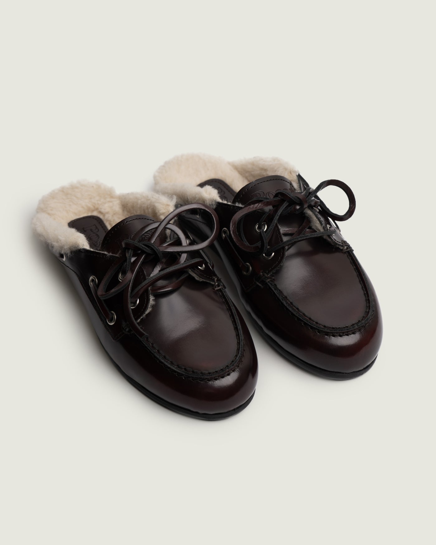 Boat Loafer Mule Fur - Box Leather | Burgundy
