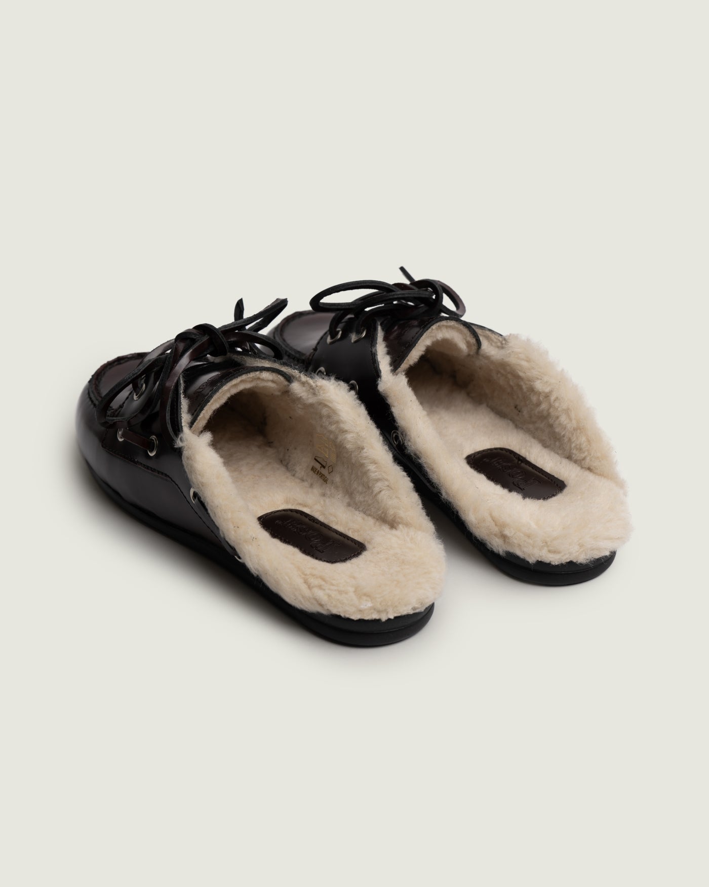 Boat Loafer Mule Fur - Box Leather | Burgundy