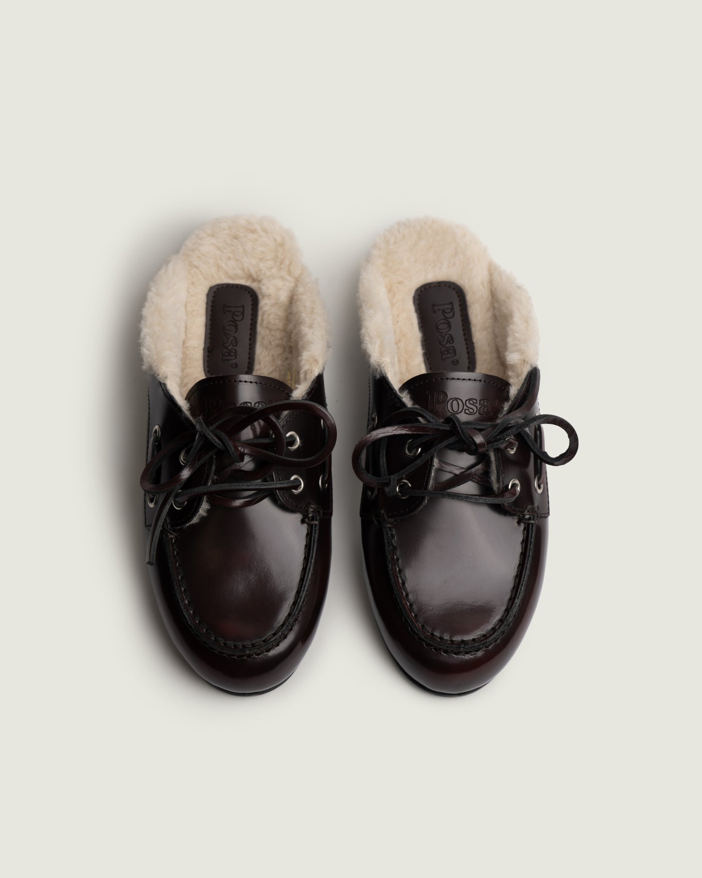 Boat Loafer Mule Fur - Box Leather | Burgundy