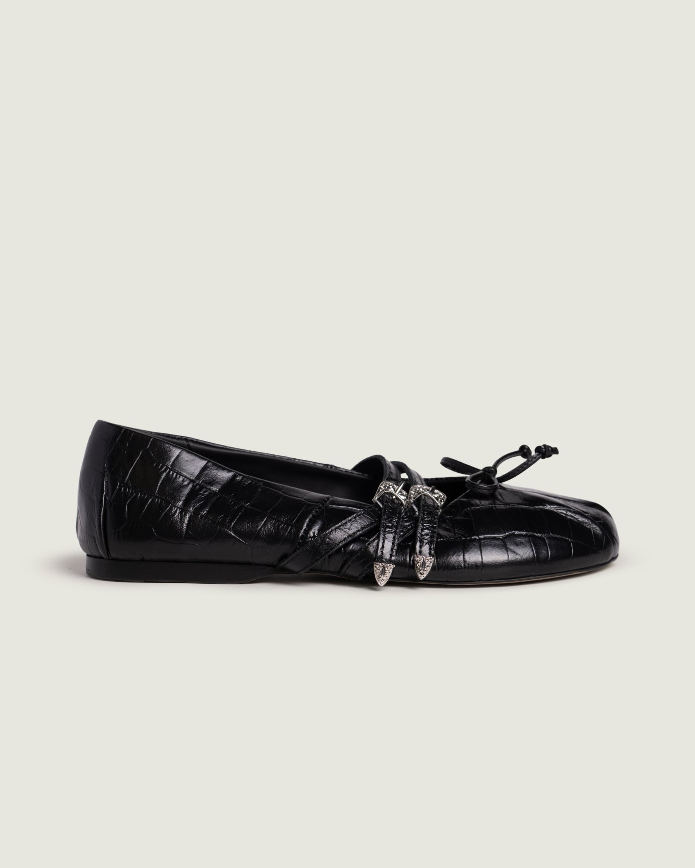 Vita Ballerina Western - Croco Leather | Black