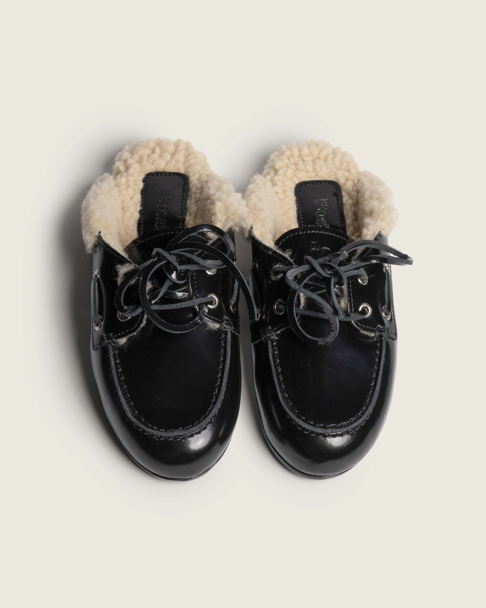 Boat Loafer Mule Fur - Box Leather | Black