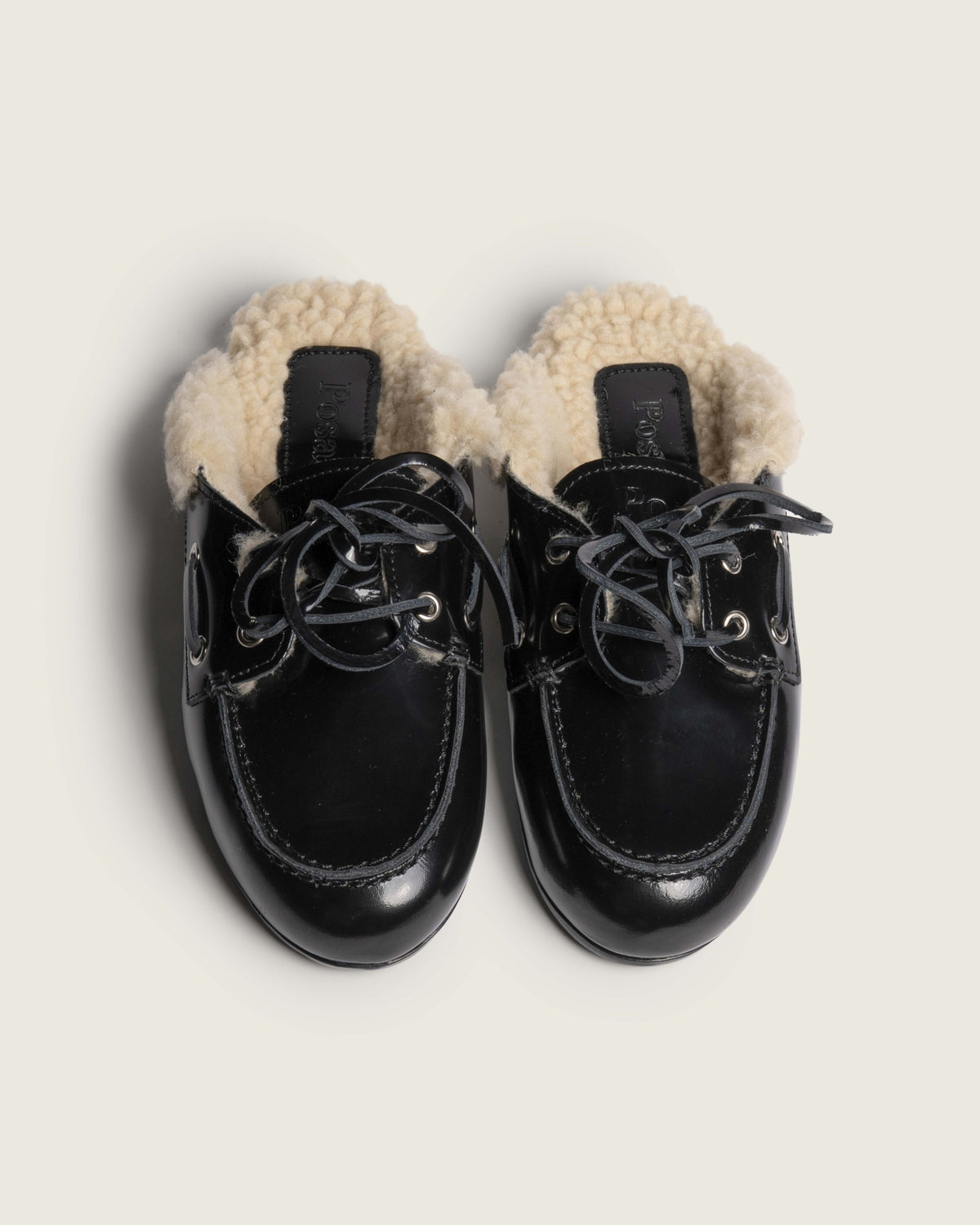 Boat Loafer Mule Fur - Box Leather | Black