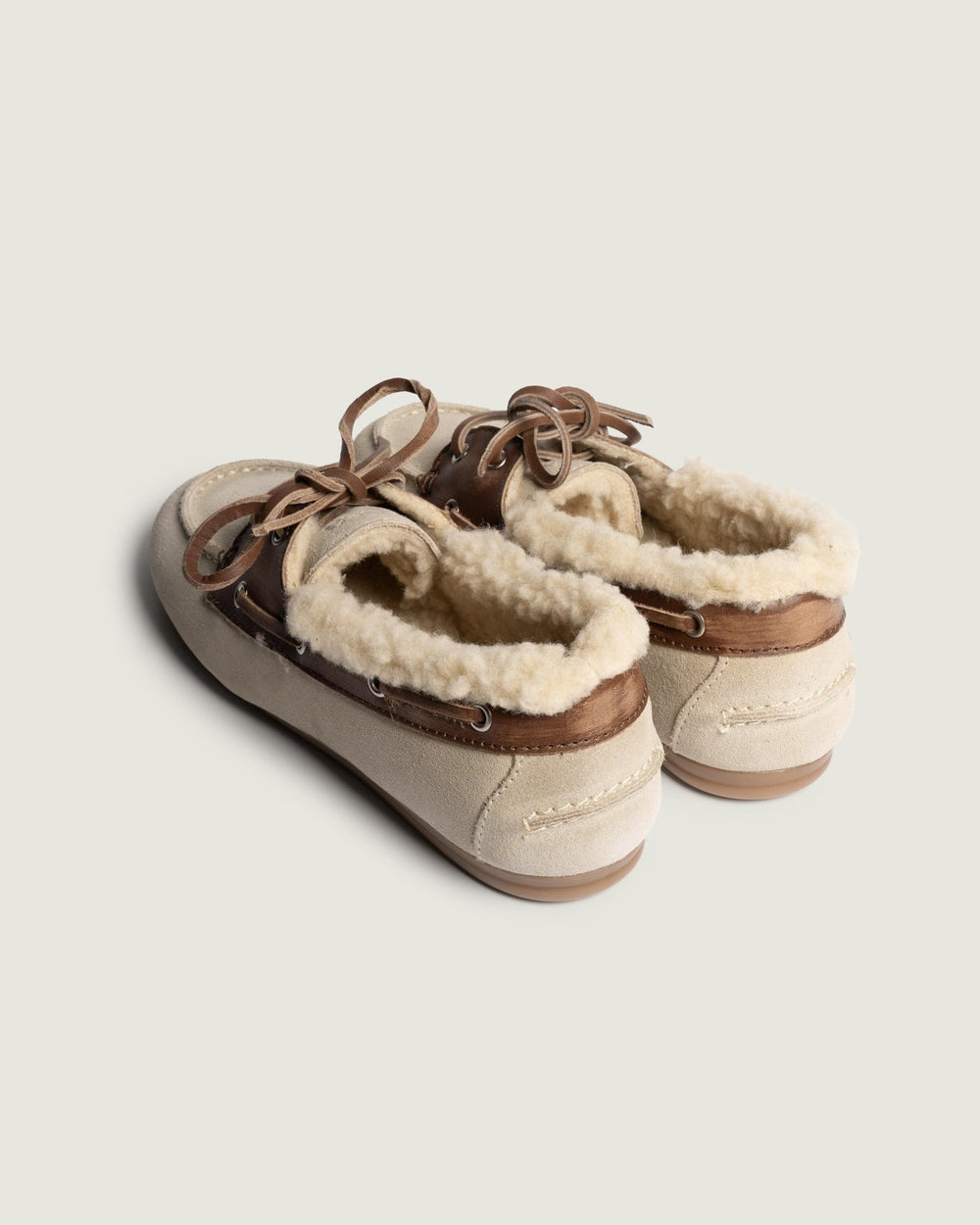 Boat Loafer Brushed Fur - Suede/ Leather | Brown / Light Taupe