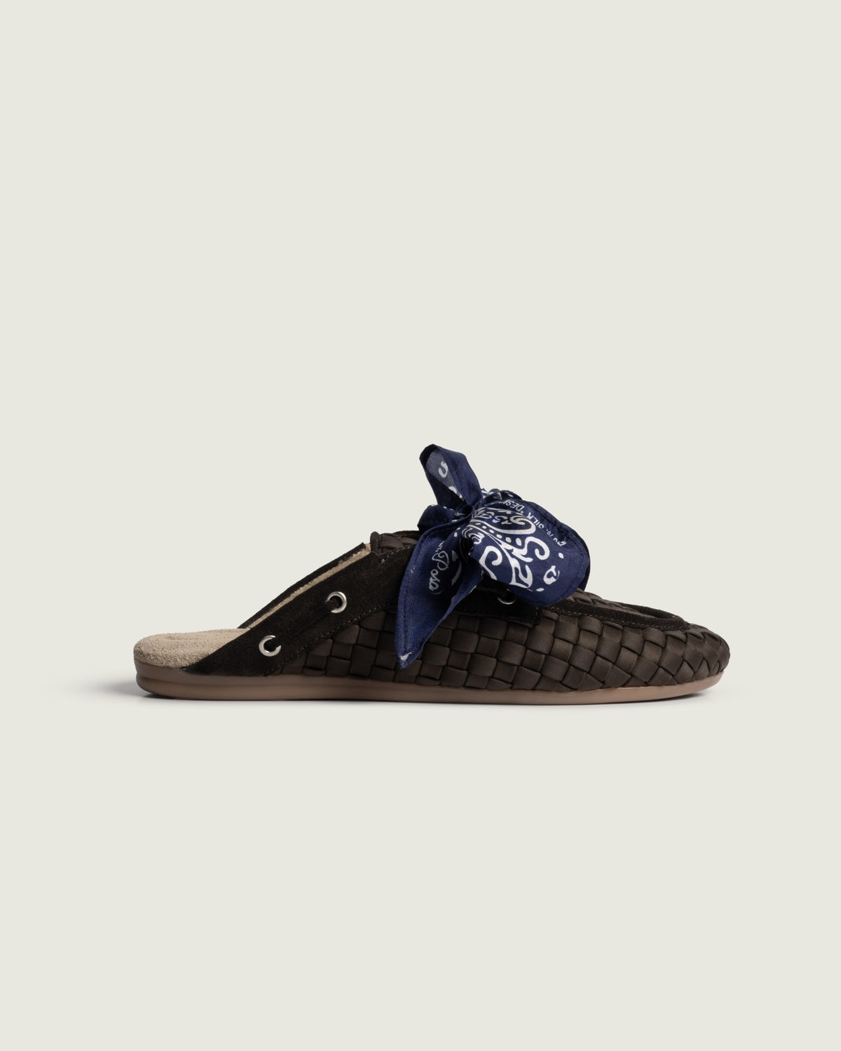 Boat Loafer Mule Woven X Marrea | Dark brown