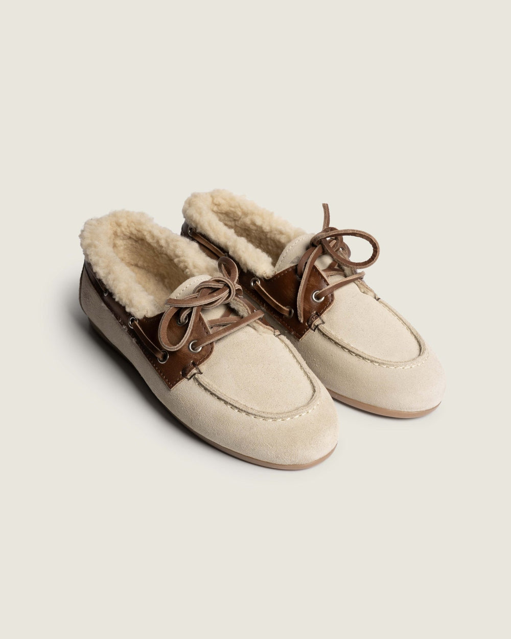Boat Loafer Brushed Fur - Suede/ Leather | Brown / Light Taupe
