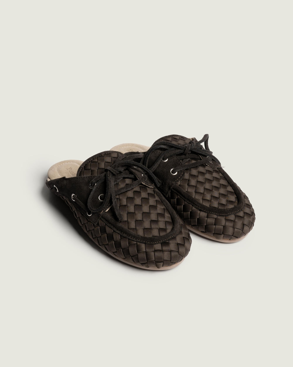 Boat Loafer Mule Woven X Marrea | Dark brown