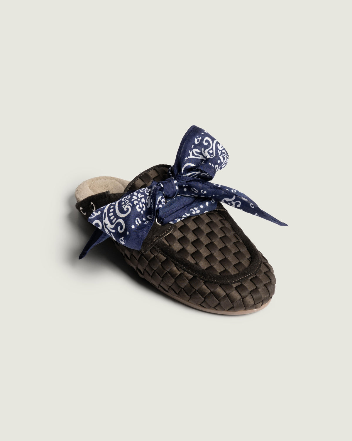 Boat Loafer Mule Woven X Marrea | Dark brown