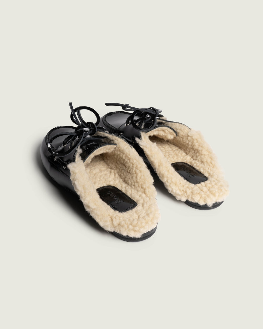 Boat Loafer Mule Fur - Box Leather | Black