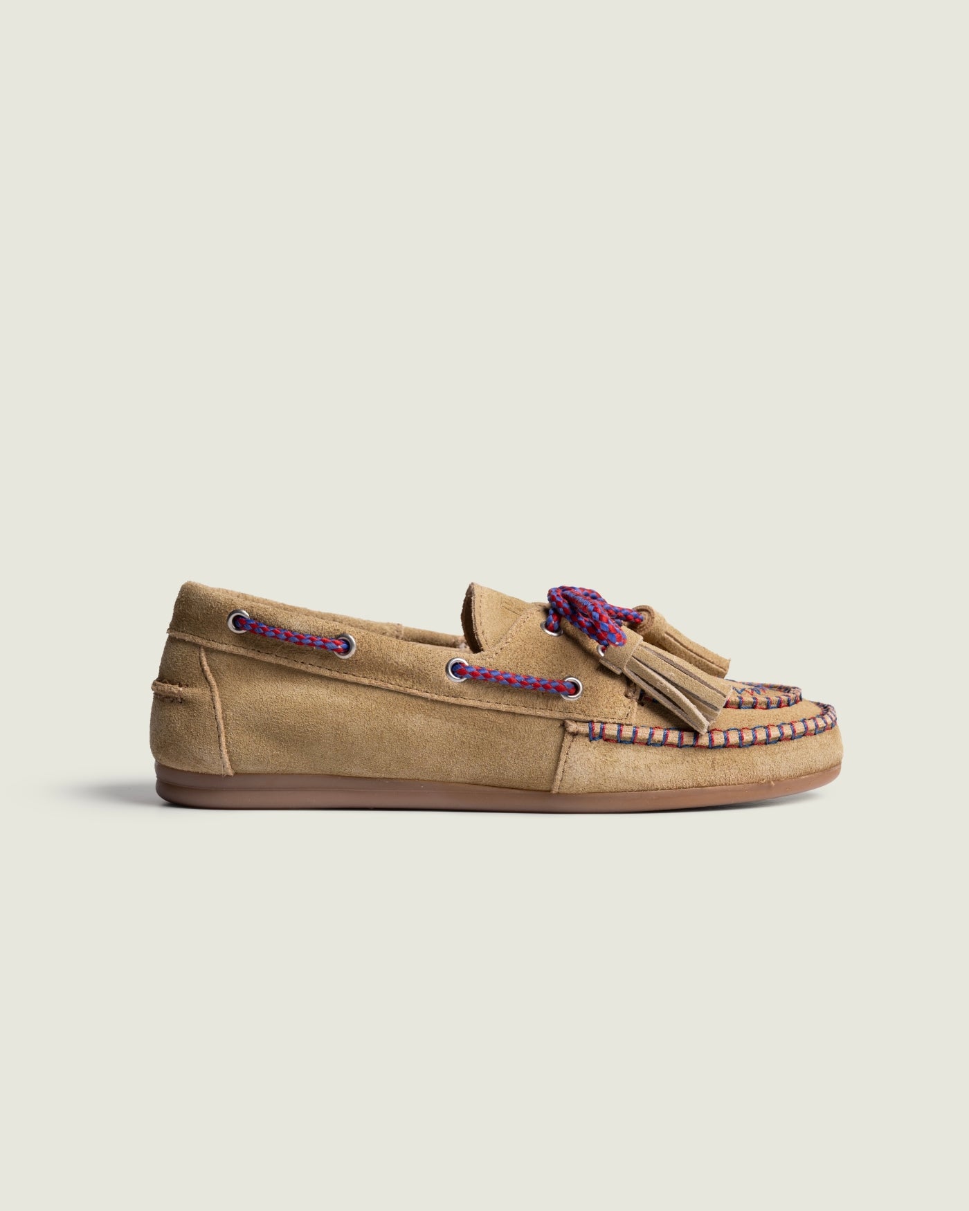Boat Loafer Fringe - coloured stitch | Tan