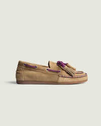 Boat Loafer Fringe - coloured stitch | Tan