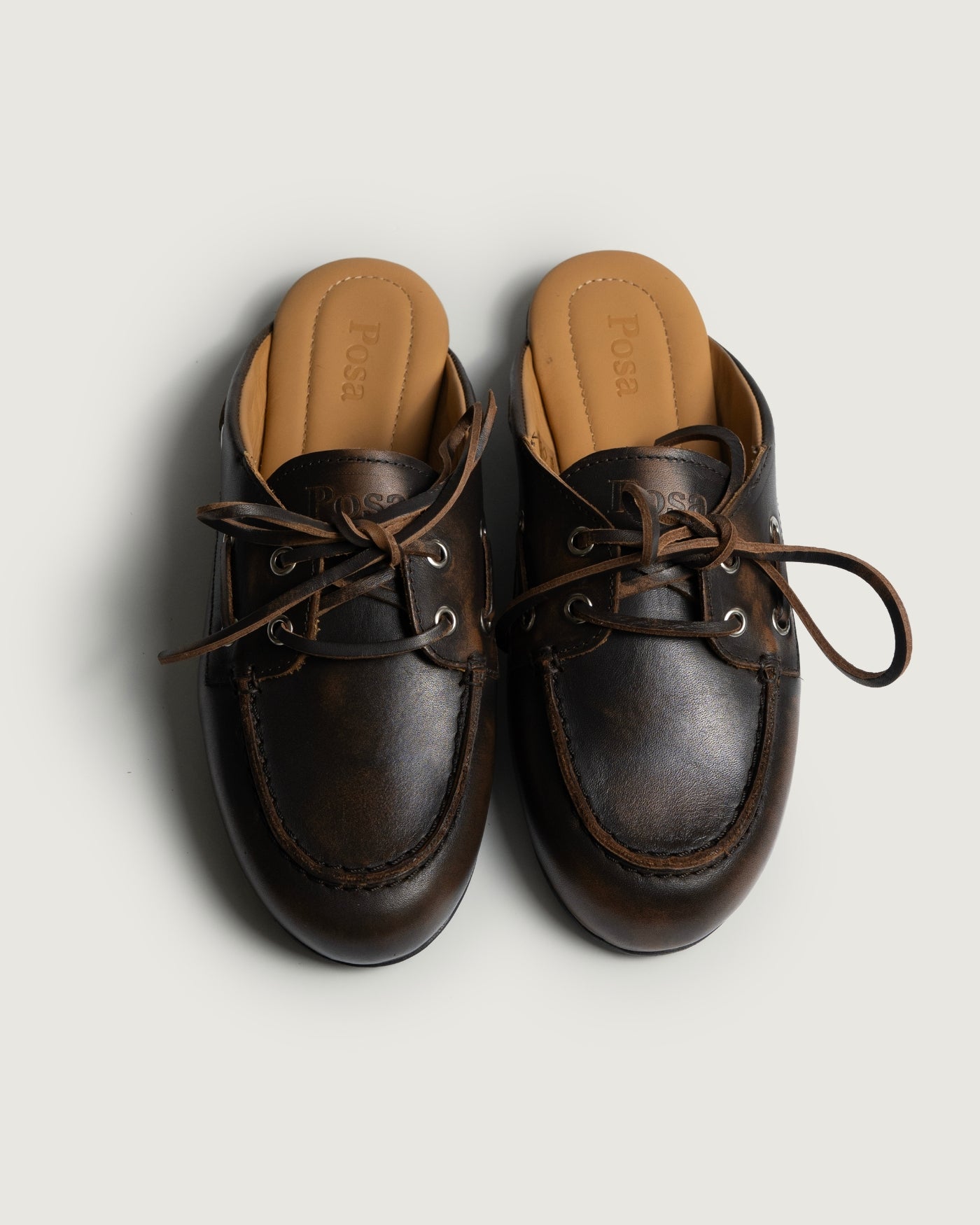 Boat Loafer Mule - Brushed Leather | Coffee