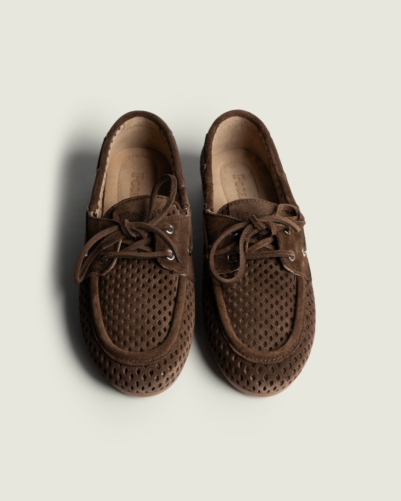Boat Loafer Perforated - Suede | Dark brown