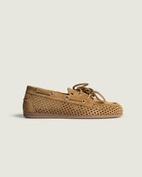 Boat Loafer Perforated - Suede | Cognac