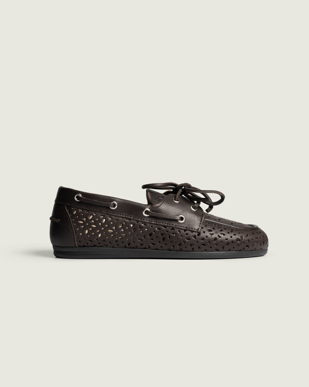 Boat Loafer Perforated - Leather | Dark brown
