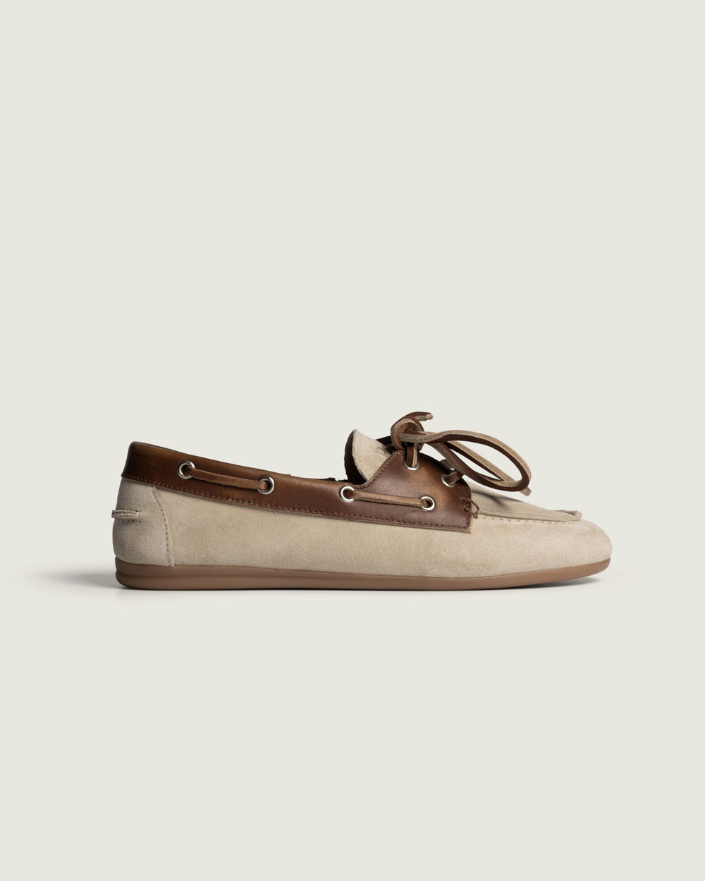 Boat Loafer Brushed - Suede/ Leather | Brown / Light Taupe