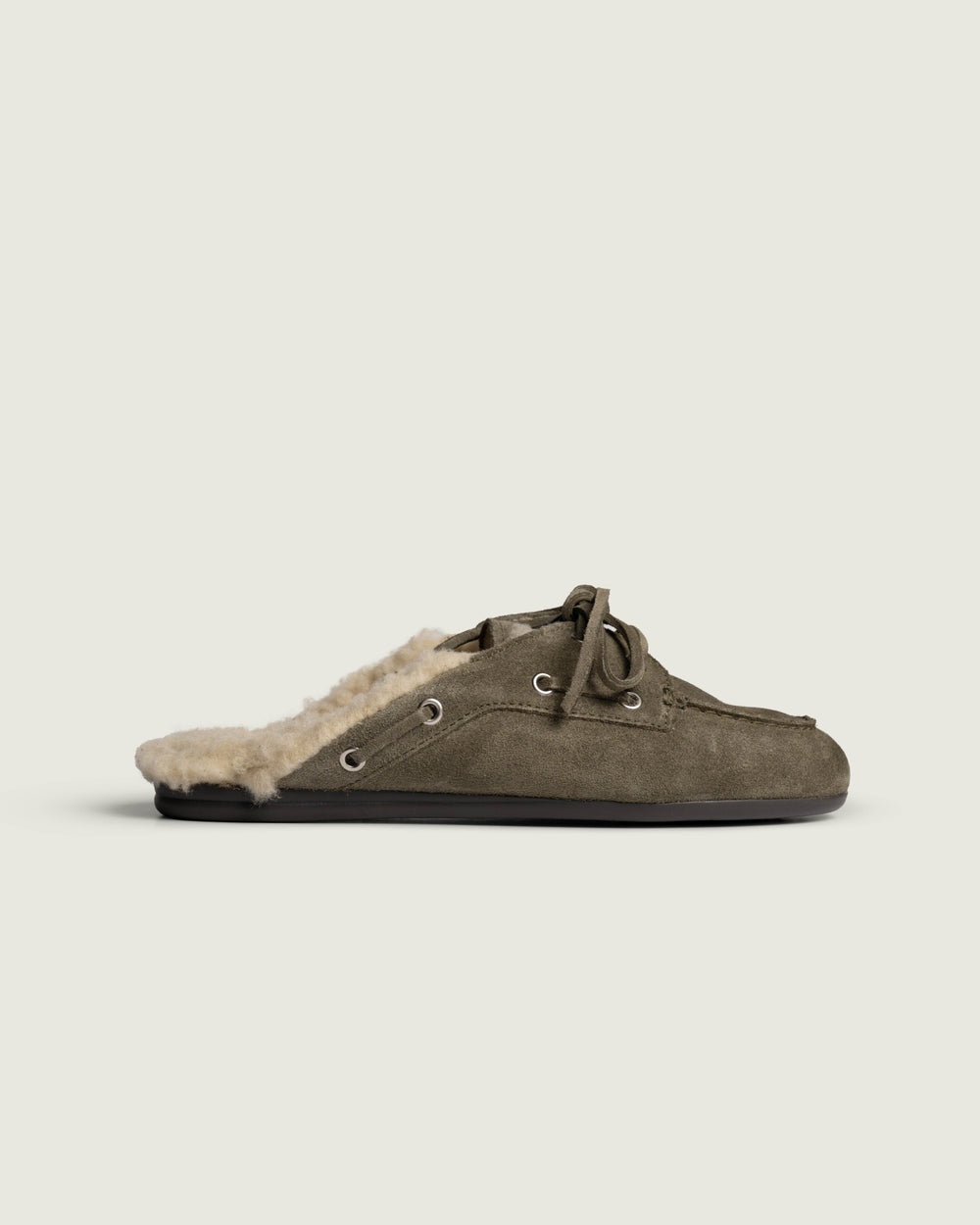 Boat Loafer Mule Fur Brushed - Suede | Khaki