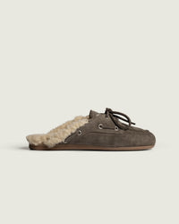 Boat Loafer Mule Fur Brushed - Suede | Khaki Grey