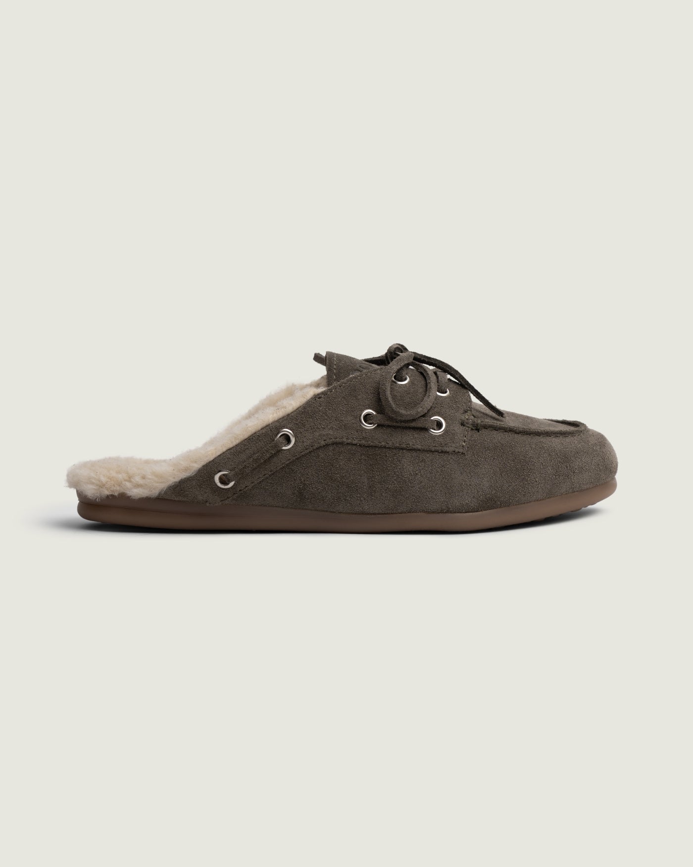 Boat Loafer Mule Fur - Suede | Khaki Grey