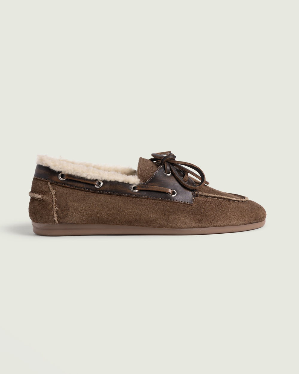 Boat Loafer Brushed Fur - Suede/ Leather | Coffee/ Dark brown