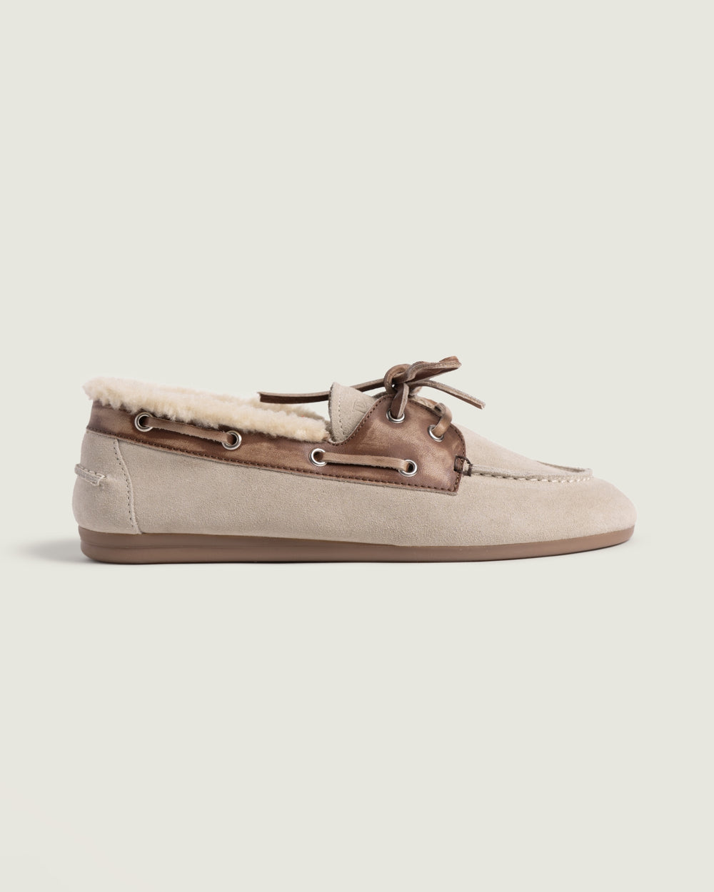 Boat Loafer Brushed Fur - Suede/ Leather | Brown / Light Taupe