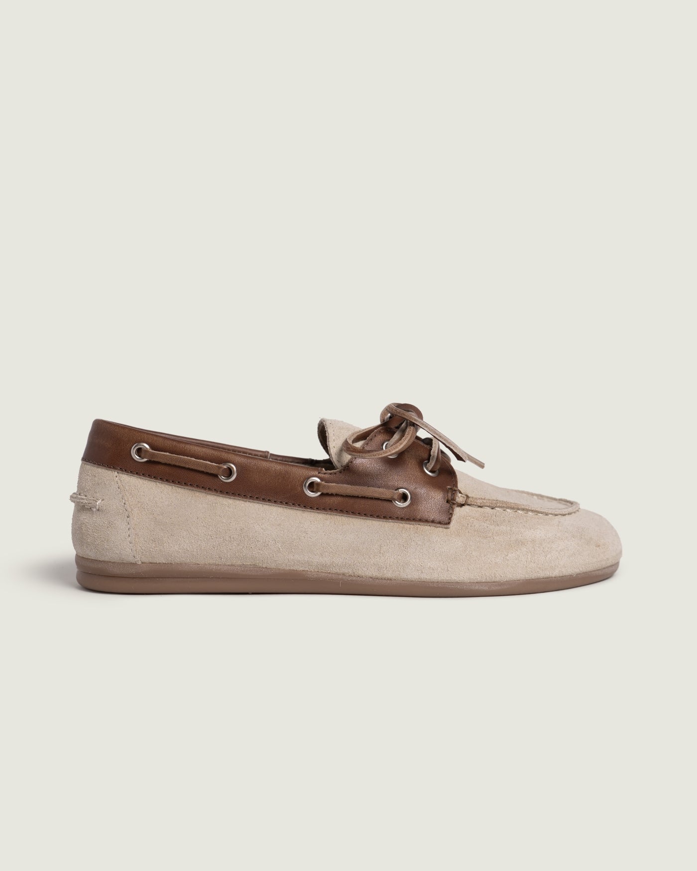 Boat Loafer Brushed - Suede/ Leather | Brown / Light Taupe