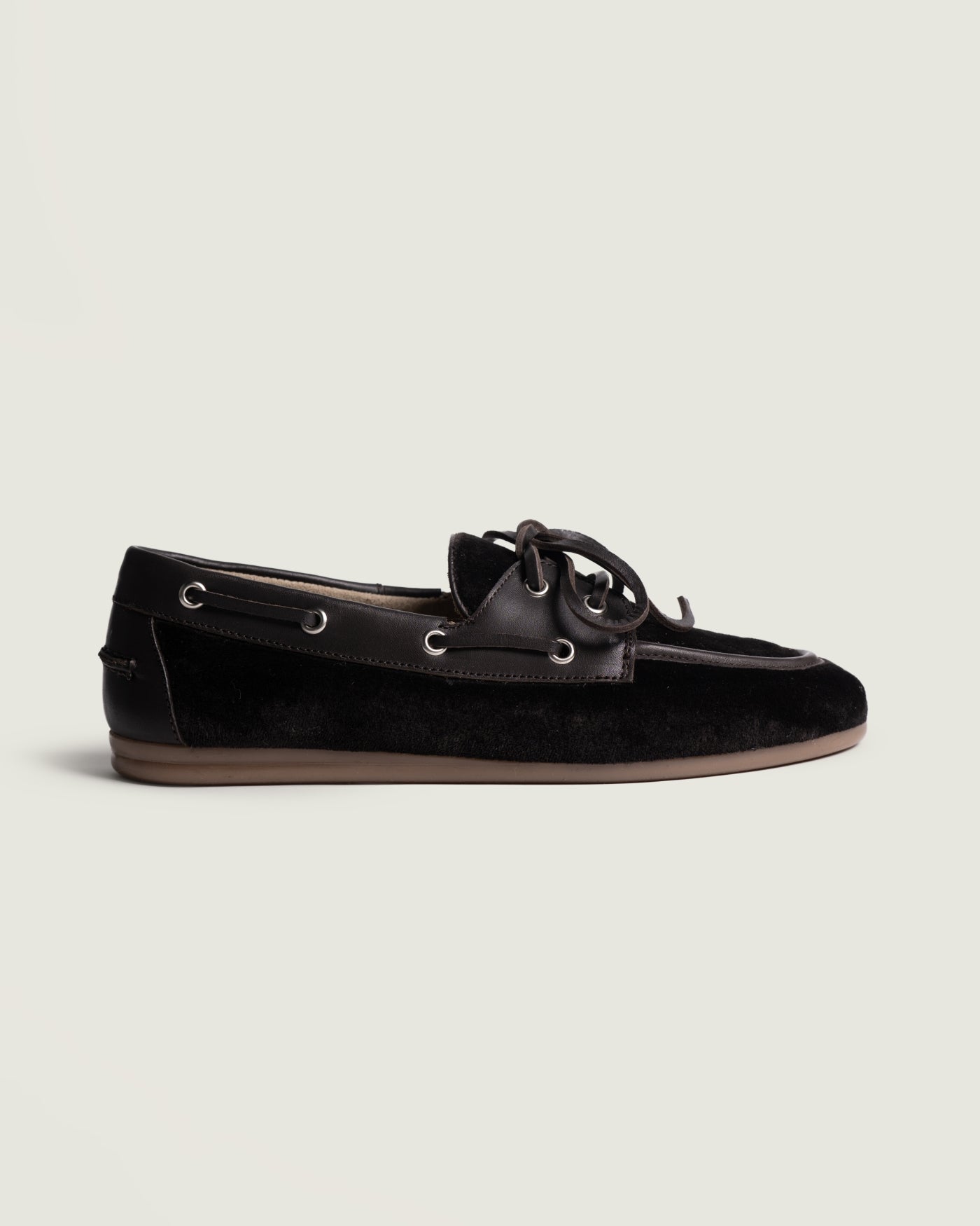 Boat Loafer Velvet | Dark brown