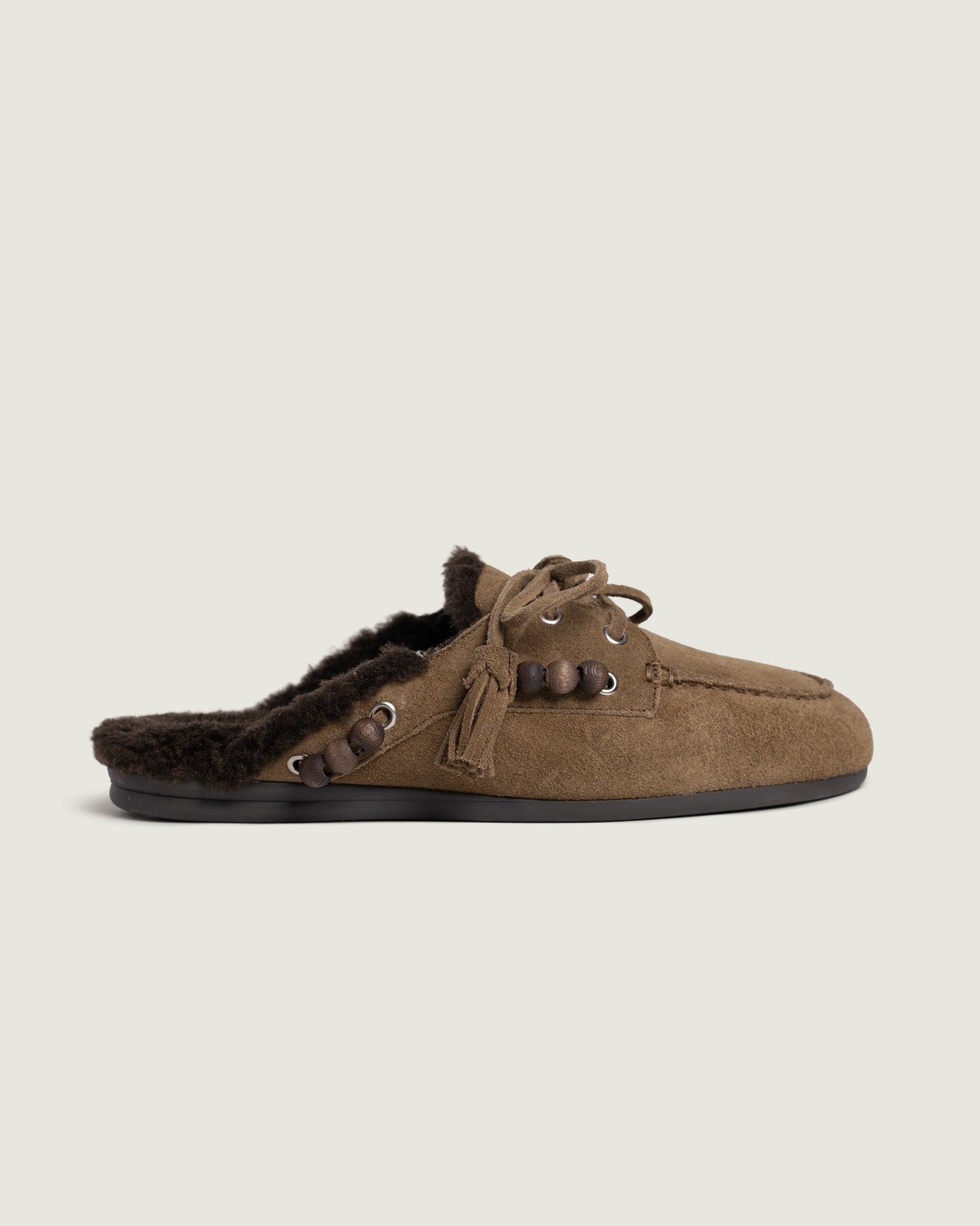 Boat Loafer Mule Fur Beads | Tabacco
