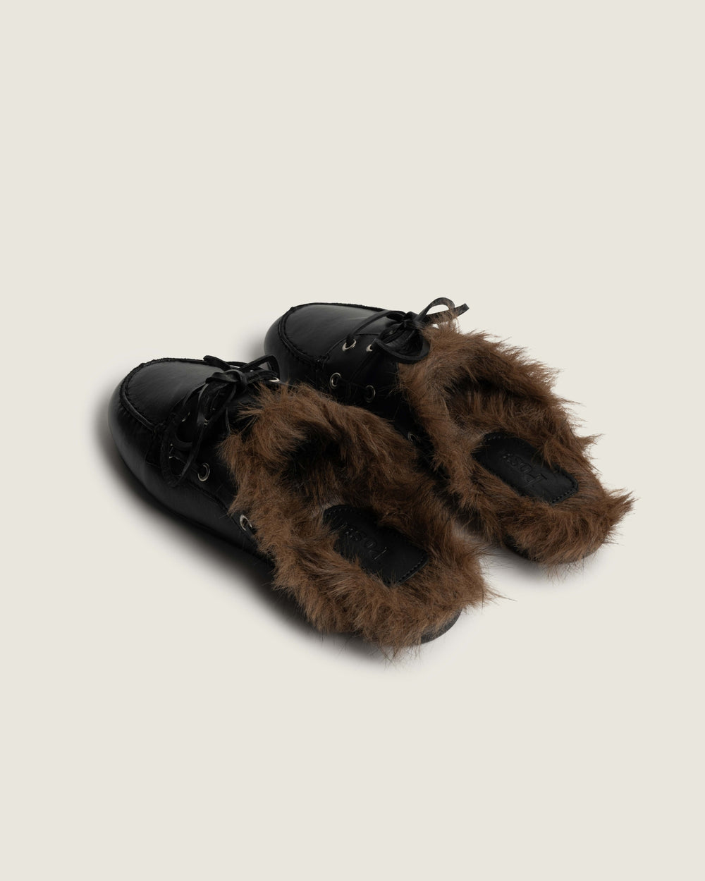 Boat Loafer Mule Hairy Fur - Soft leather | Black