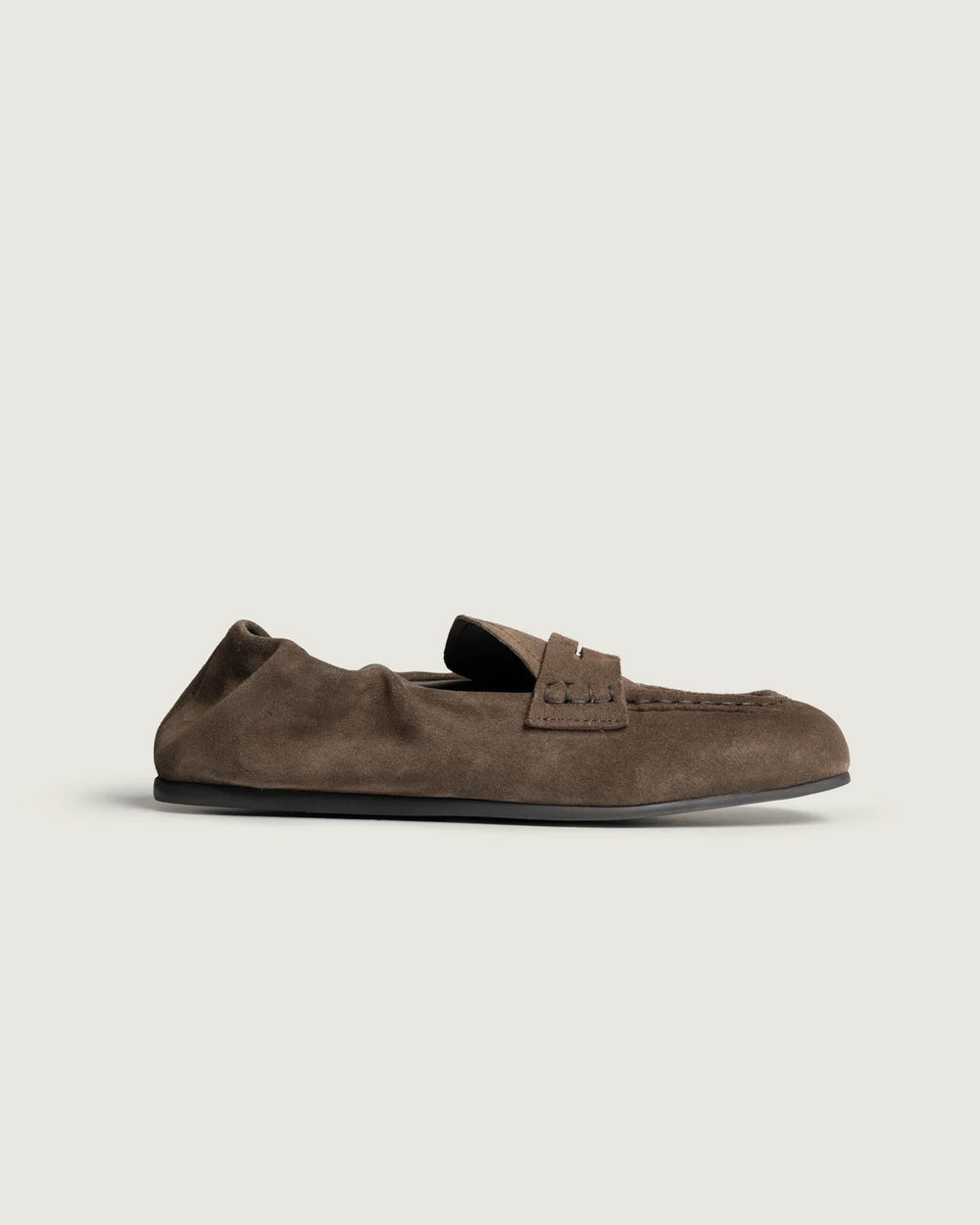 Penny Loafer Square - Suede | Dark brown