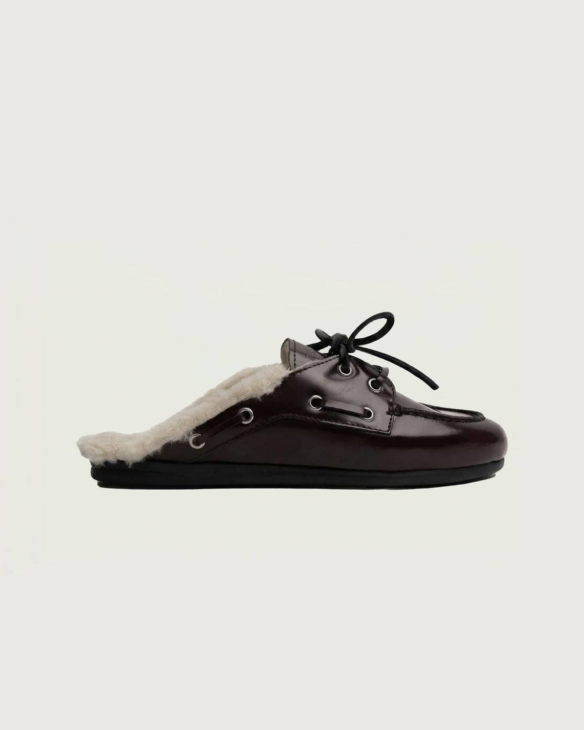 Boat Loafer Mule Fur - Box Leather | Burgundy