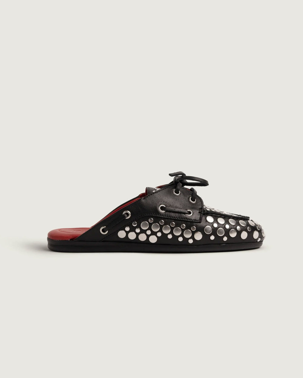 Posa Icon: Boat loafer mule - Titanium | Black