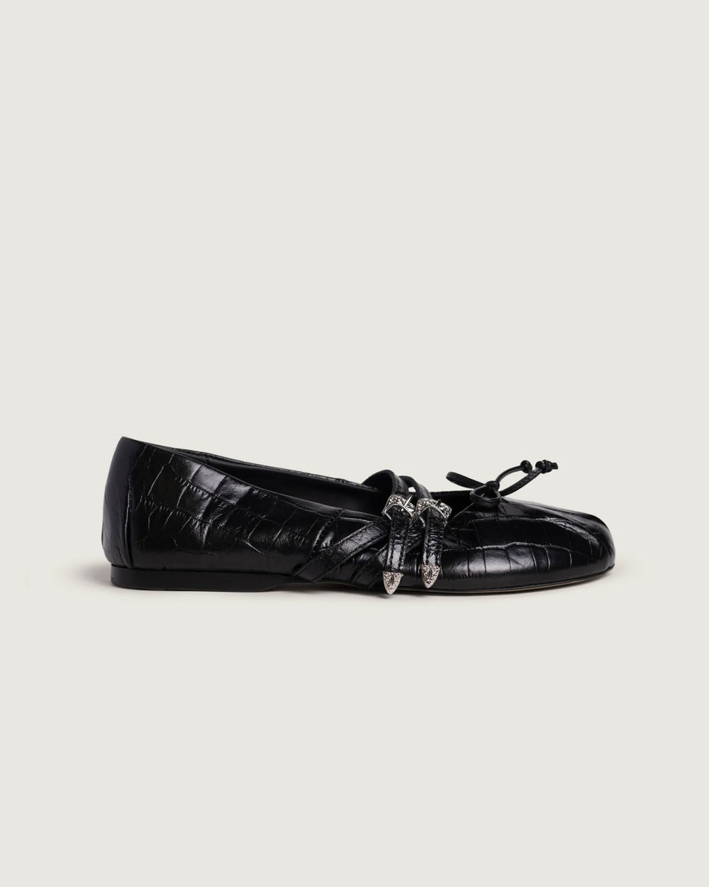 Vita Ballerina Western - Croco Leather | Black