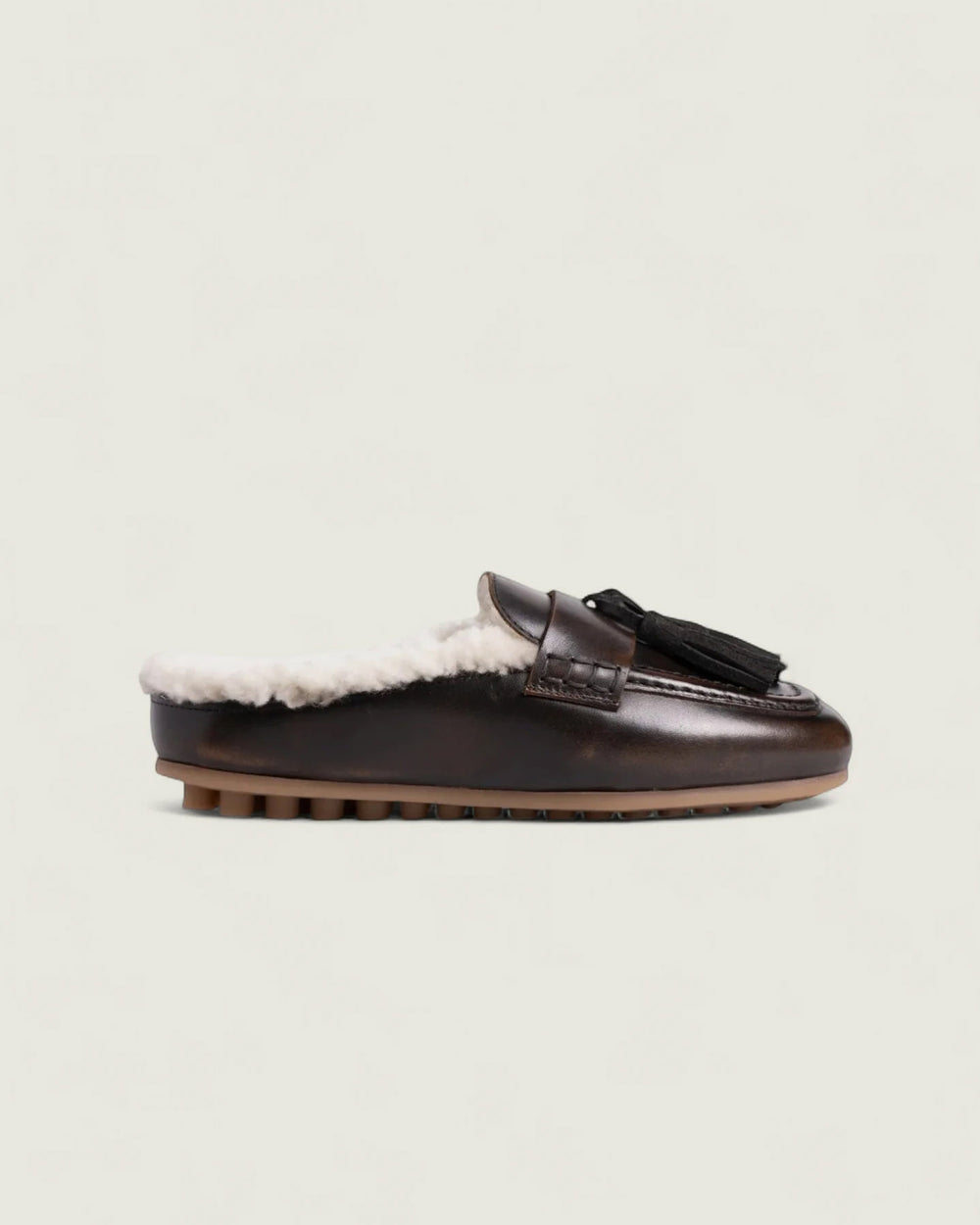 Tassel Driving Mule - Leather | Coffee