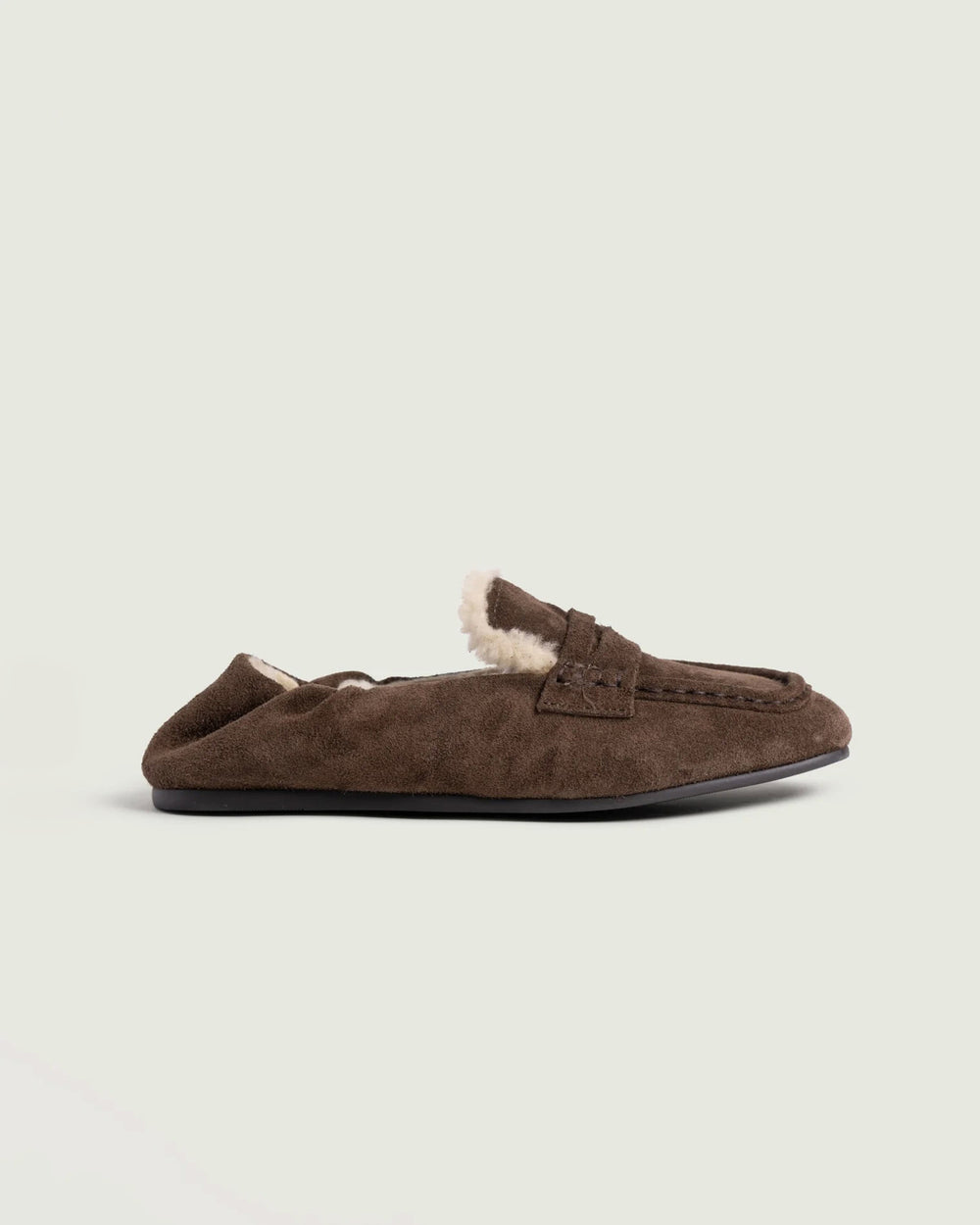 Penny Loafer Square Fur | Dark brown