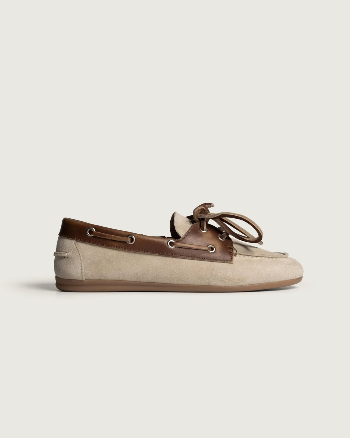 Boat Loafer Brushed - Suede/ Leather | Brown / Light Taupe
