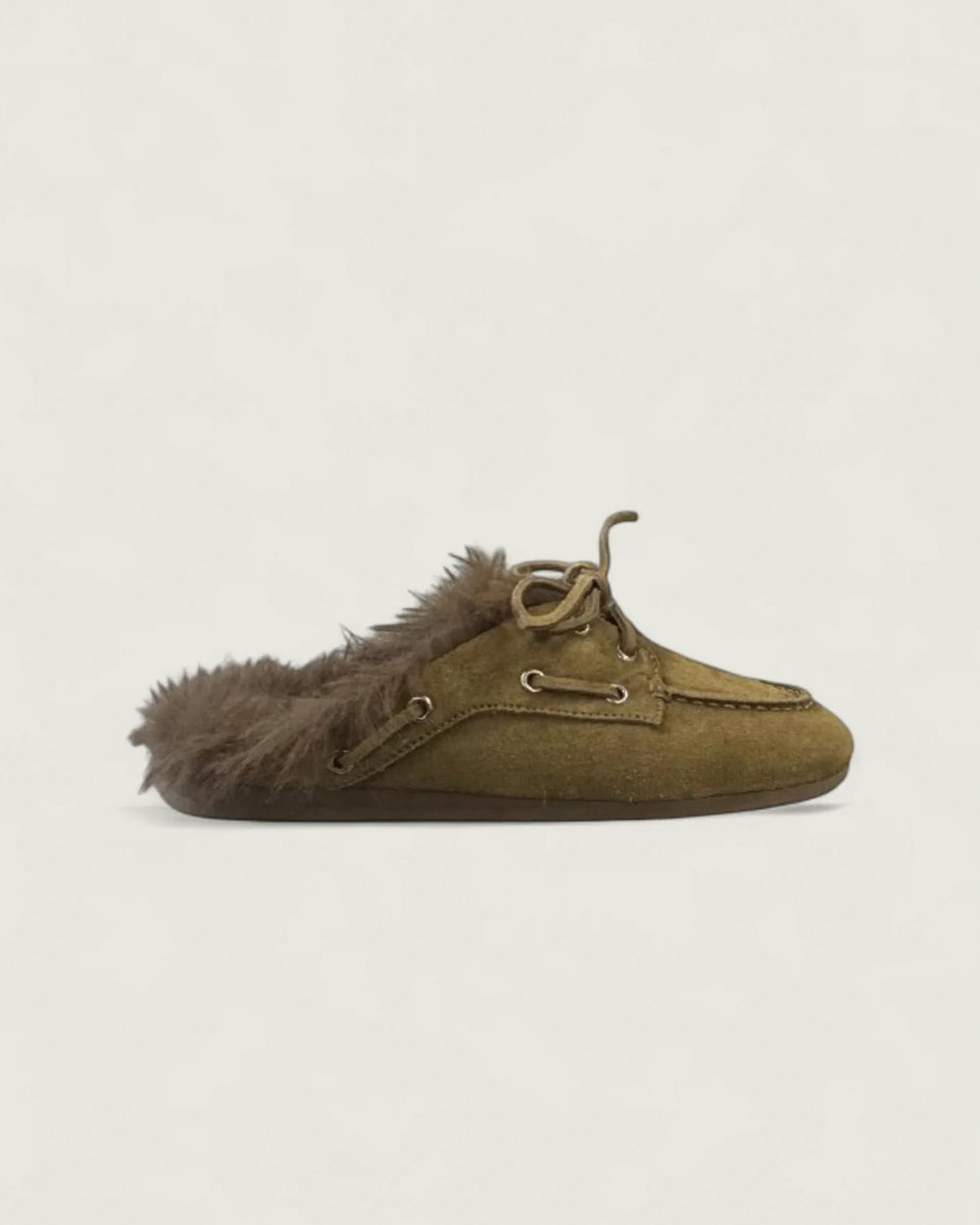 Boat Loafer Mule Hairy Fur - Suede | Desert tan