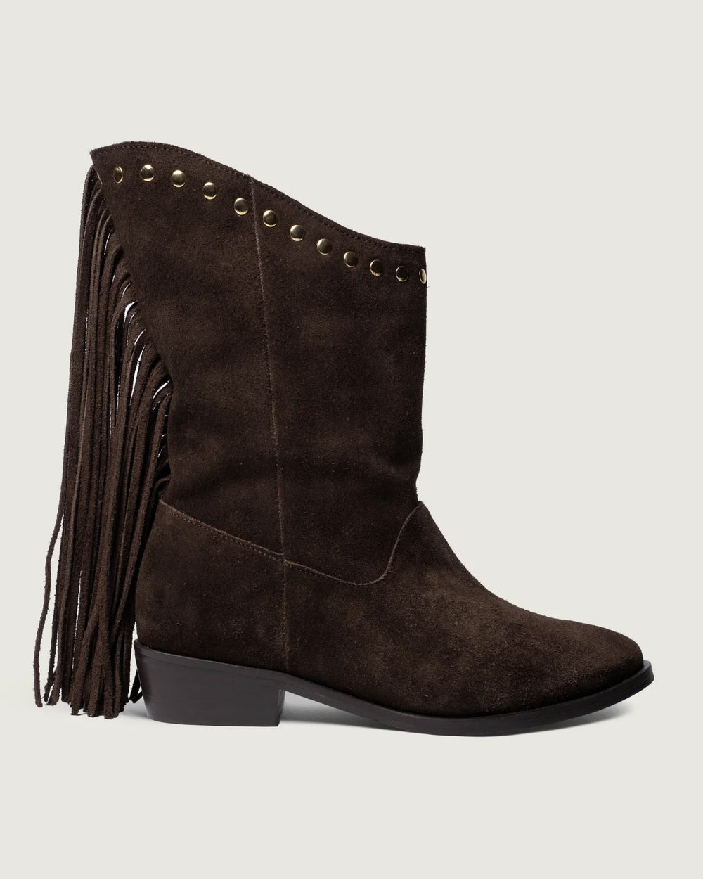 Fringe Boot - Suede | Dark brown