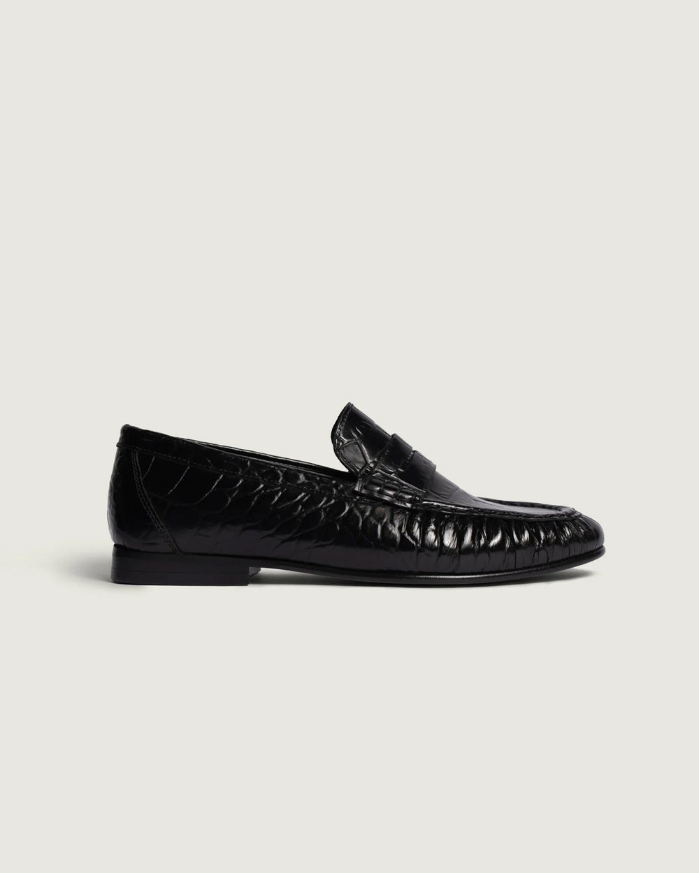 Penny Loafer Wrinkle Croco | Black