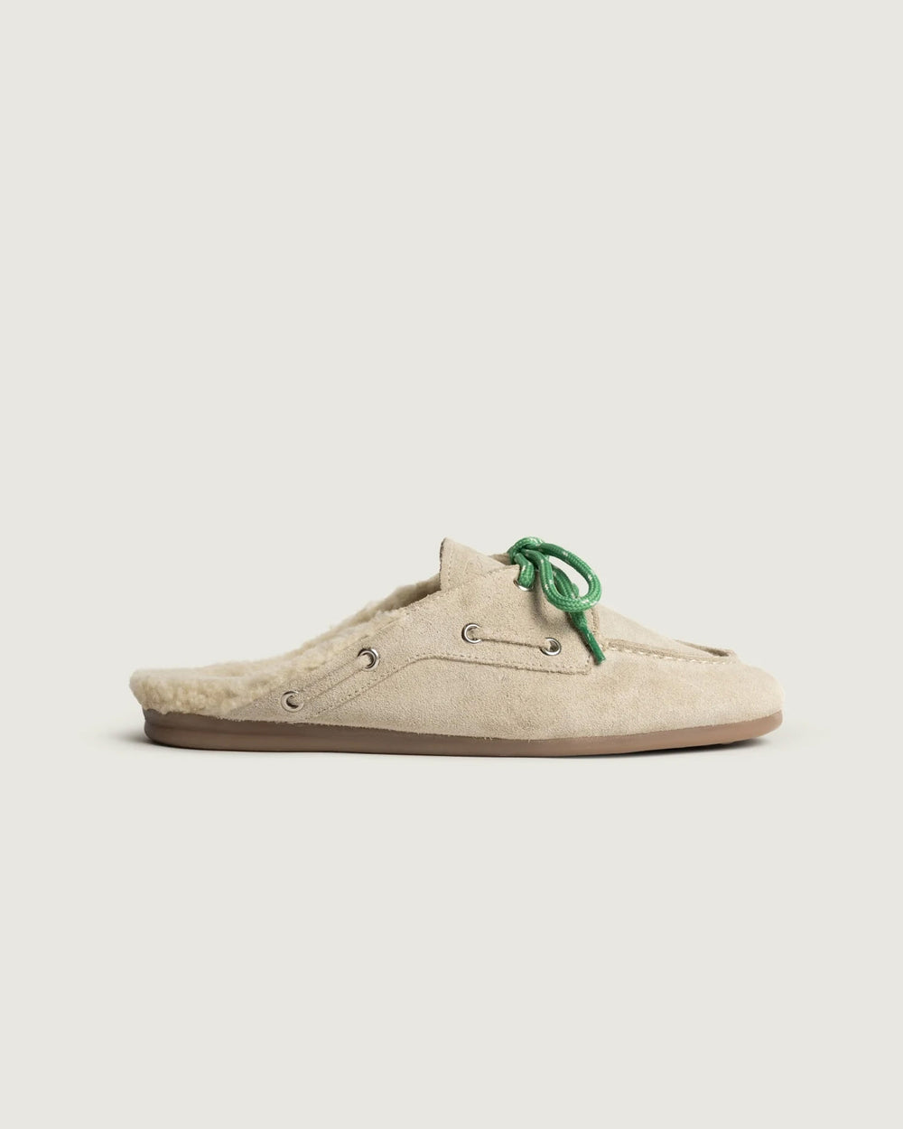 Boat Loafer Mule Fur Brushed - Suede | Light taupe