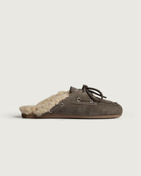 Boat Loafer Mule Fur Brushed - Suede | Khaki Grey