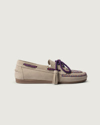 Boat Loafer Fringe - coloured stitch | Light taupe