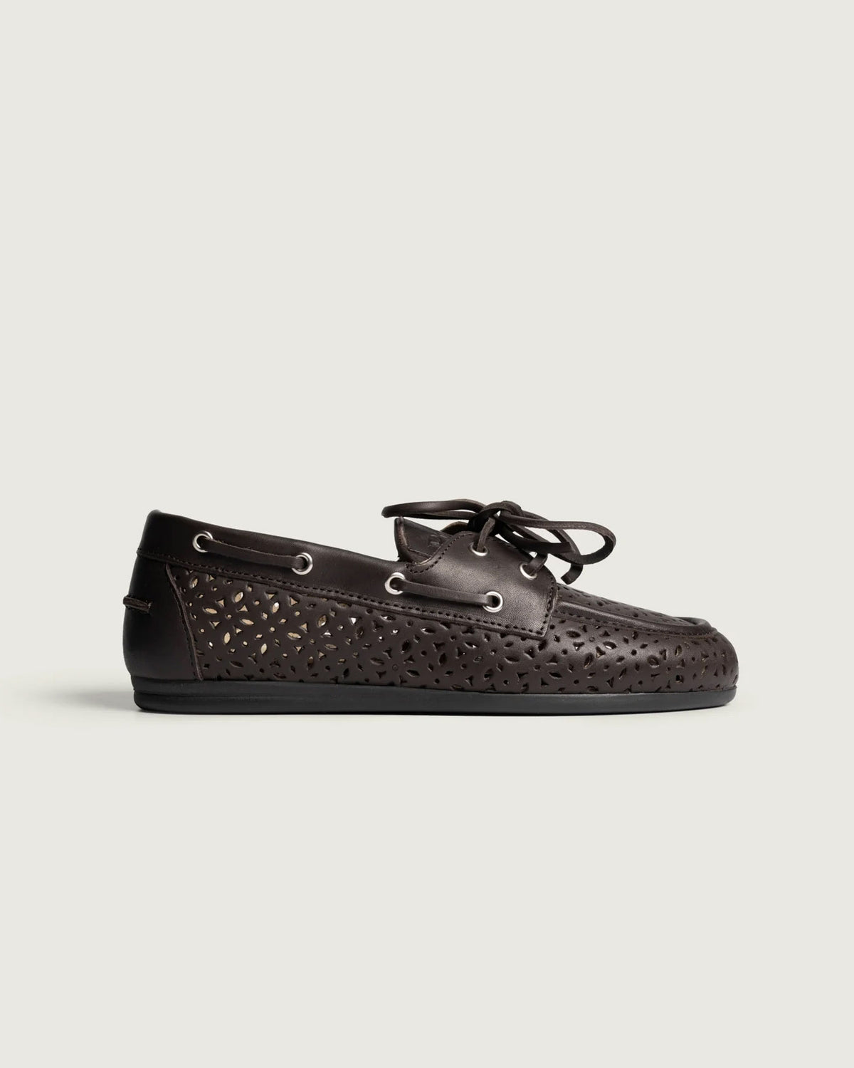 Boat Loafer Perforated - Leather | Dark brown