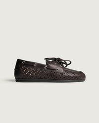 Boat Loafer Perforated - Leather | Dark brown