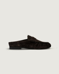 Penny Loafer Wrinkle Mule - Suede | Dark brown