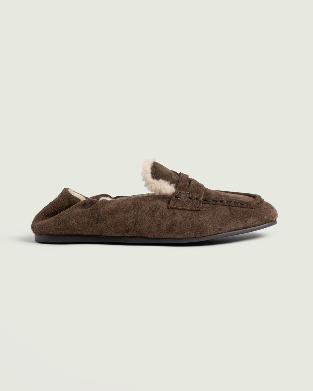 Penny Loafer Square Fur | Dark brown