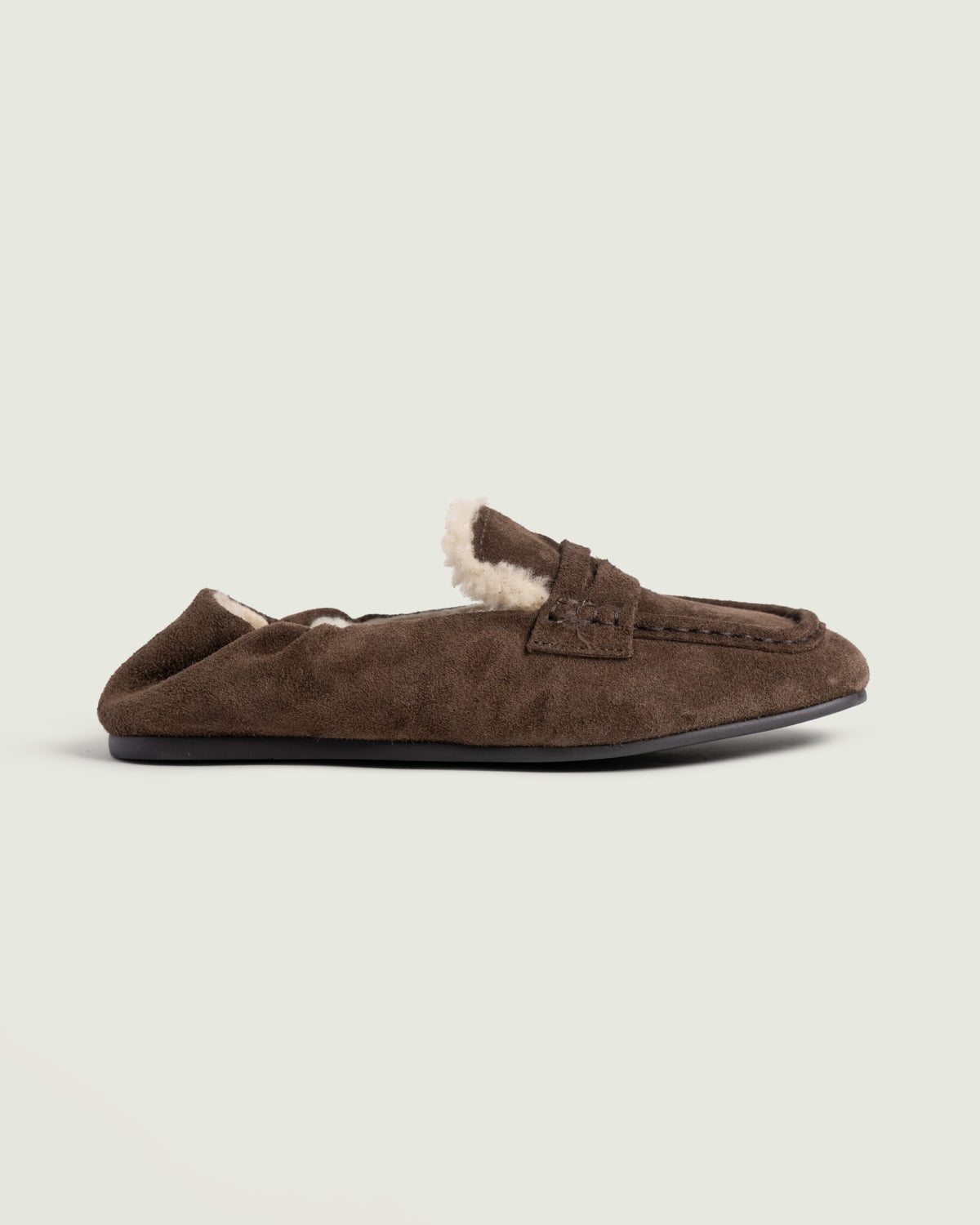 Penny Loafer Square Fur | Dark brown