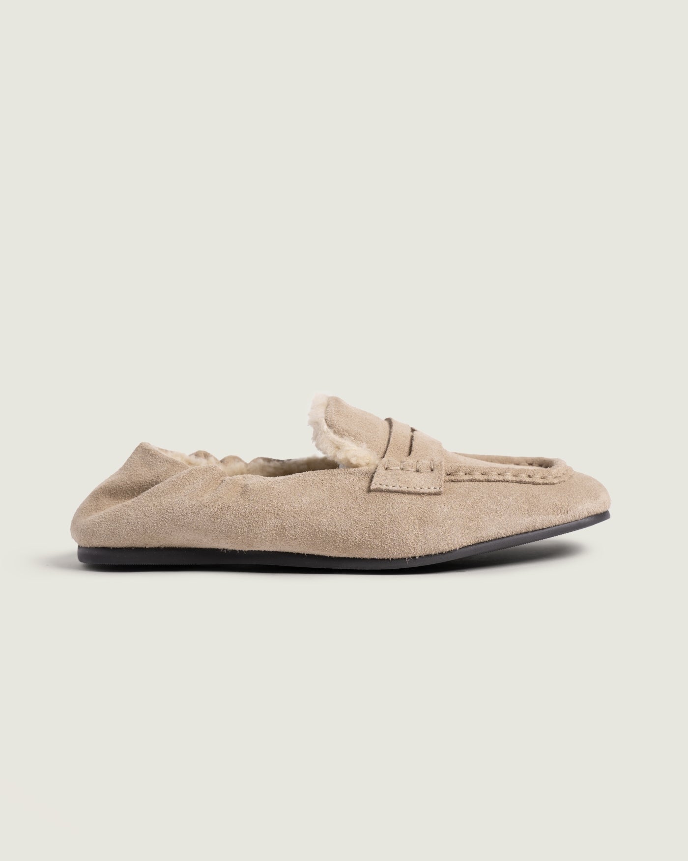 Penny Loafer Square Fur | Light taupe