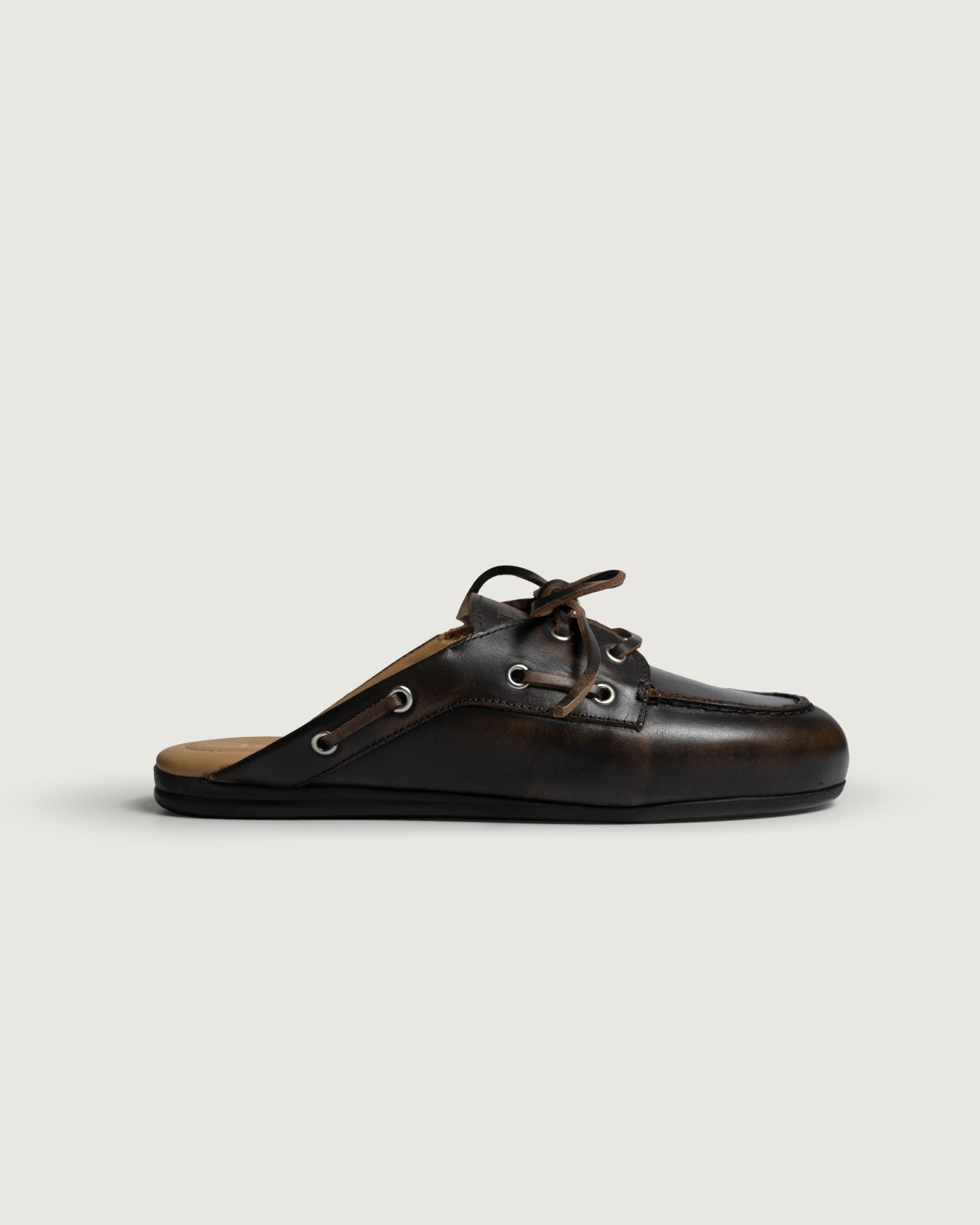 Boat Loafer Mule - Brushed Leather | Coffee