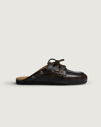 Boat Loafer Mule - Brushed Leather | Coffee